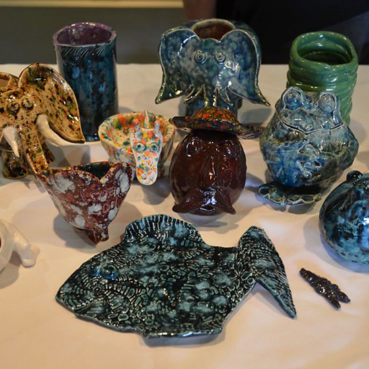 Ceramic creatures made in class at PWS College in Valdez, Alaska