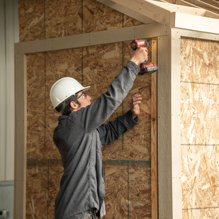 Prince William Sound College construction student working on a project in Valdez, Alaska.